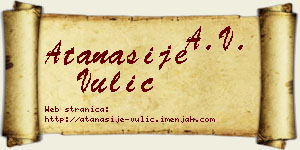 Atanasije Vulić vizit kartica